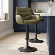 Madrid Real Leather Gas Lift Stool Green