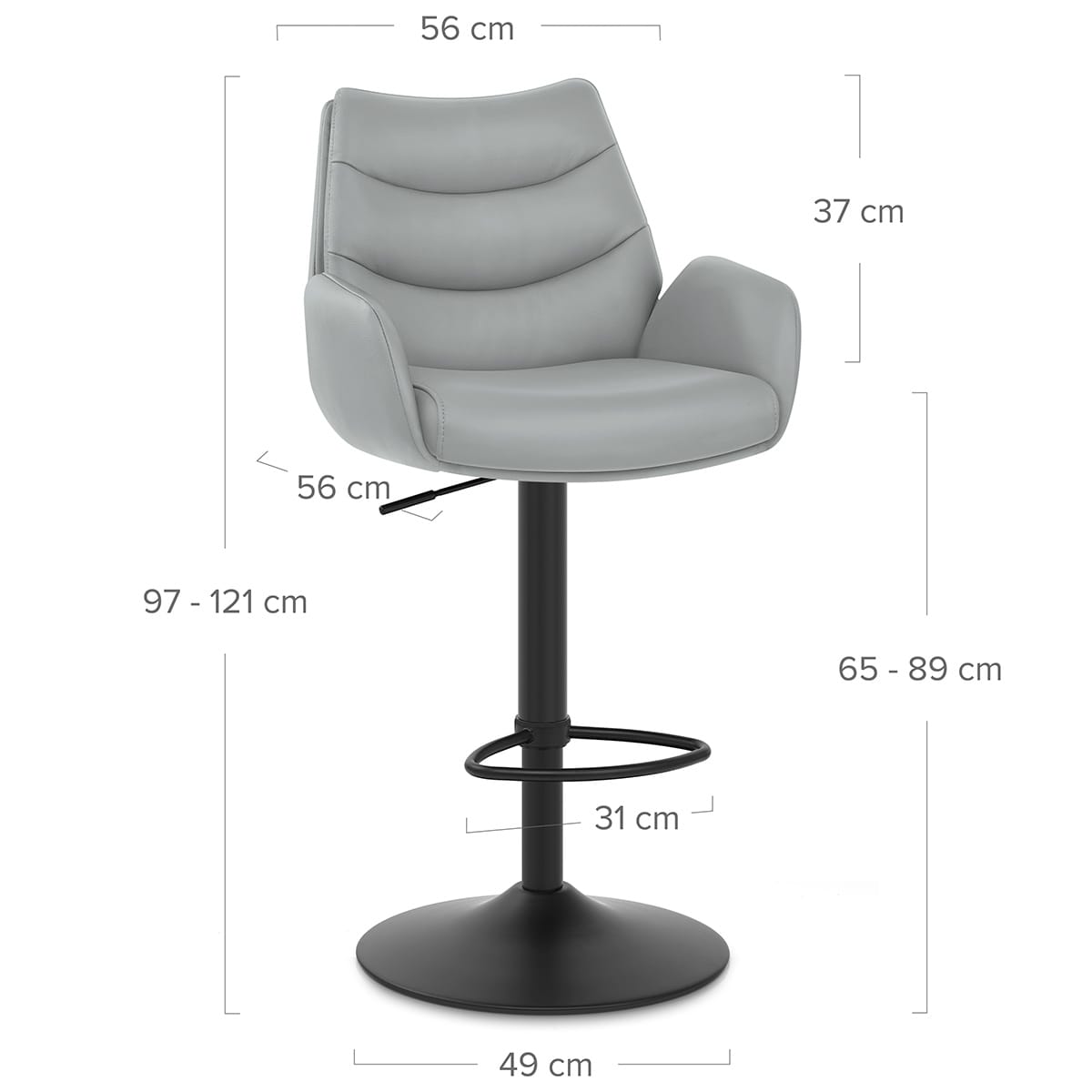 Madrid Real Leather Gas Lift Stool Grey