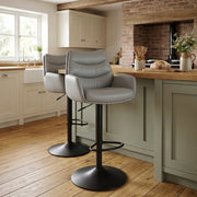 Madrid Real Leather Gas Lift Stool Grey