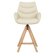 Madrid Real Leather Wooden Stool Cream