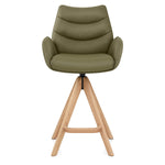 Madrid Real Leather Wooden Stool Green