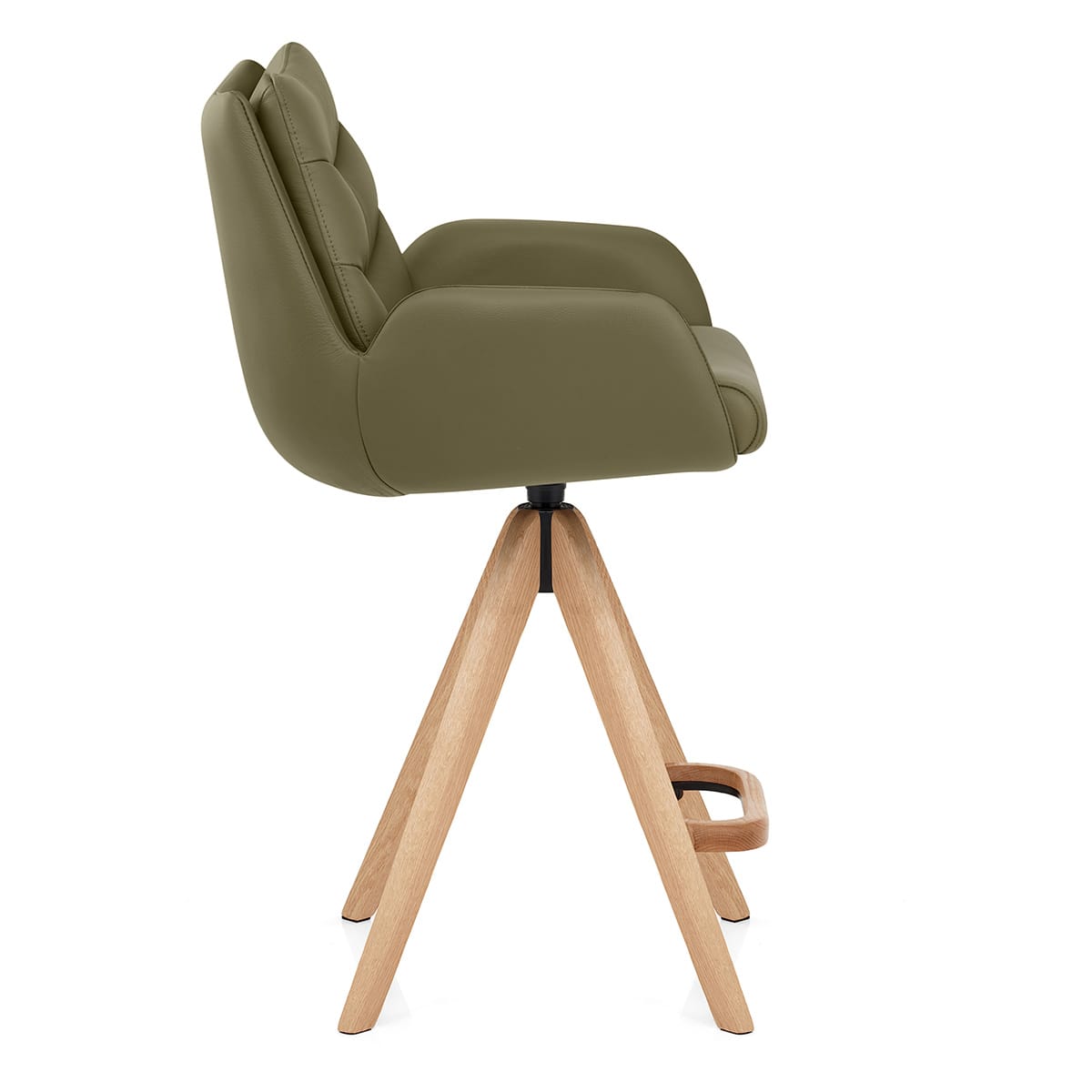 Madrid Real Leather Wooden Stool Green