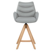 Madrid Real Leather Wooden Stool Grey
