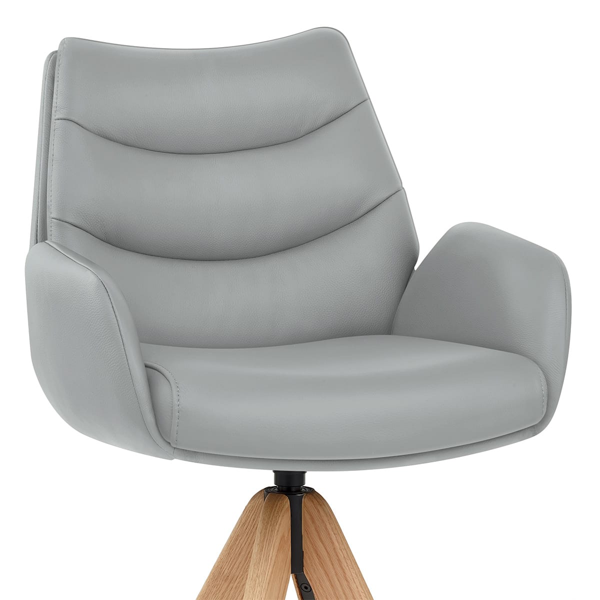 Madrid Real Leather Wooden Stool Grey