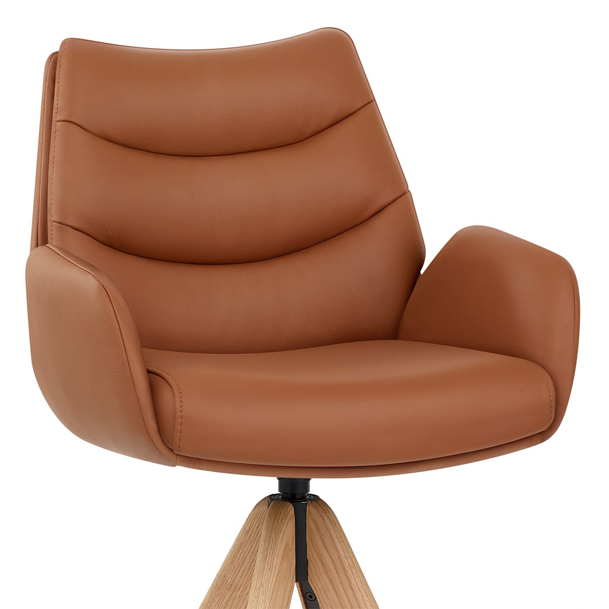 Madrid Real Leather Wooden Stool Tan