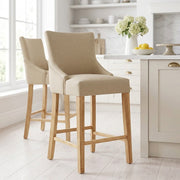 Magna Oak & Beige Fabric Bar Stool