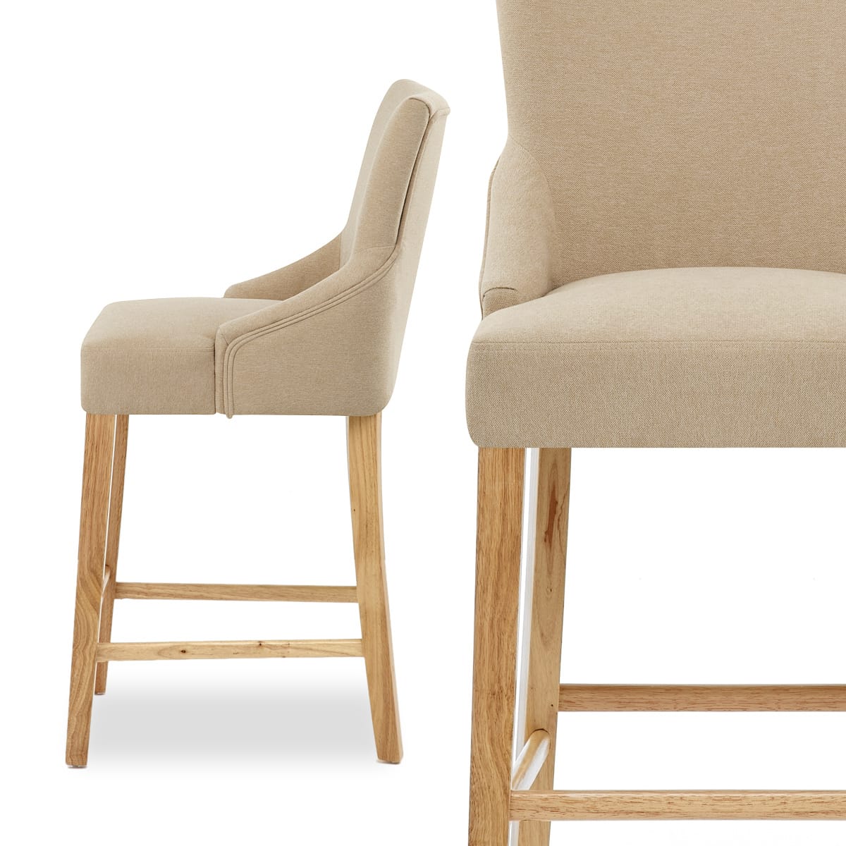 Magna Oak & Beige Fabric Bar Stool