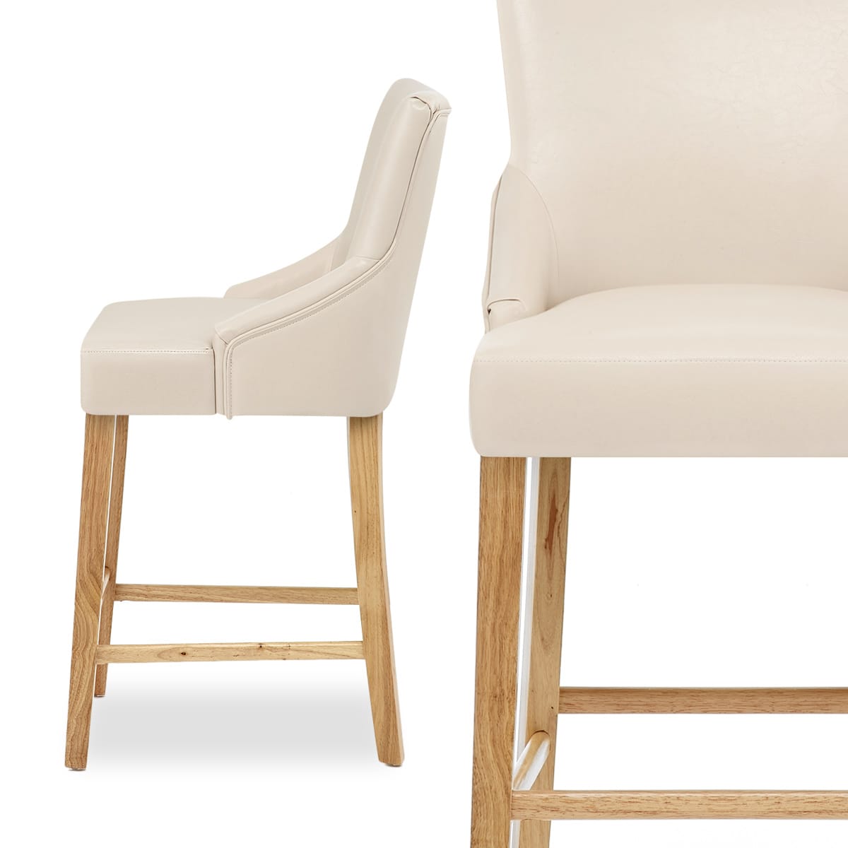 Magna Oak & Cream Faux Leather Stool