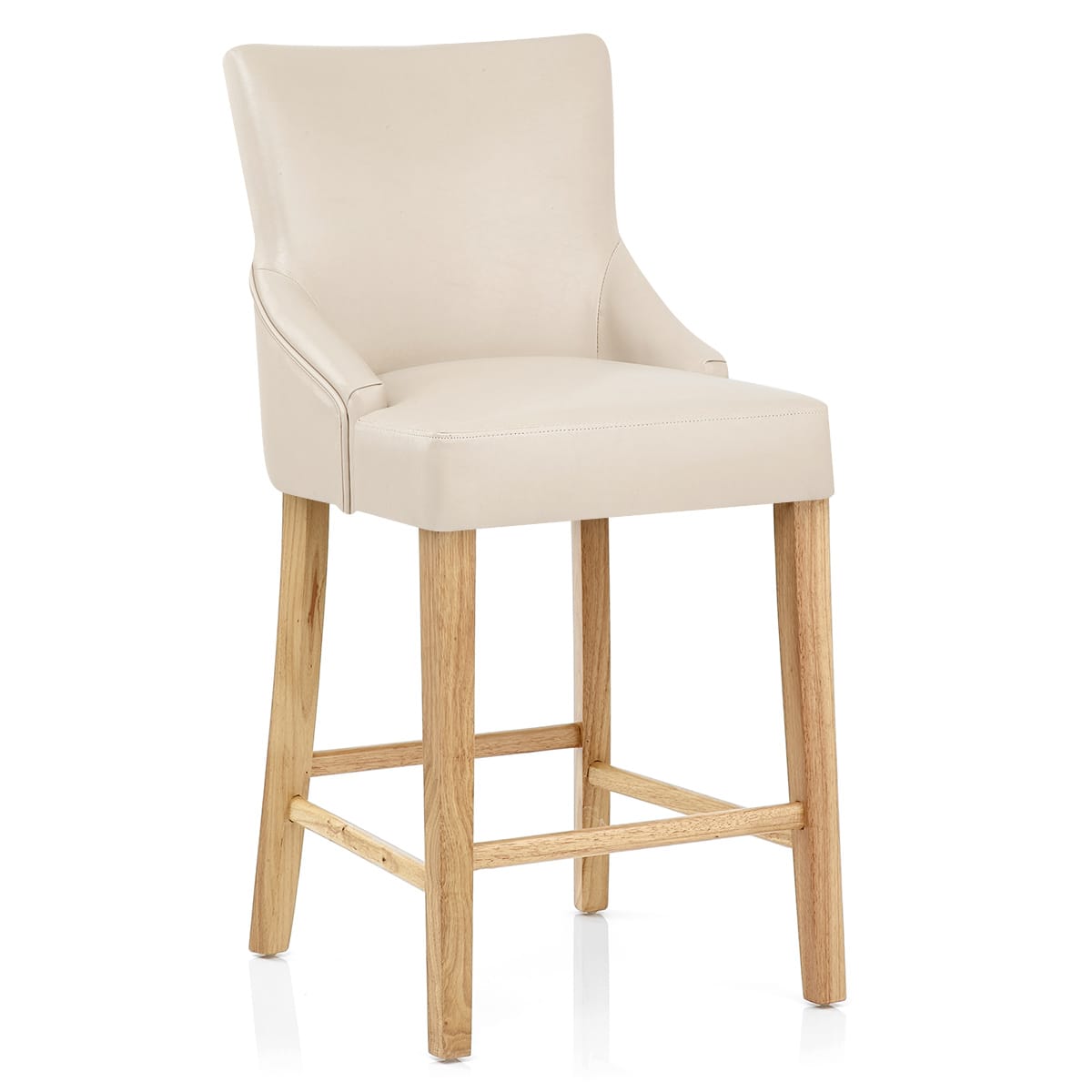 Magna Oak & Cream Faux Leather Stool
