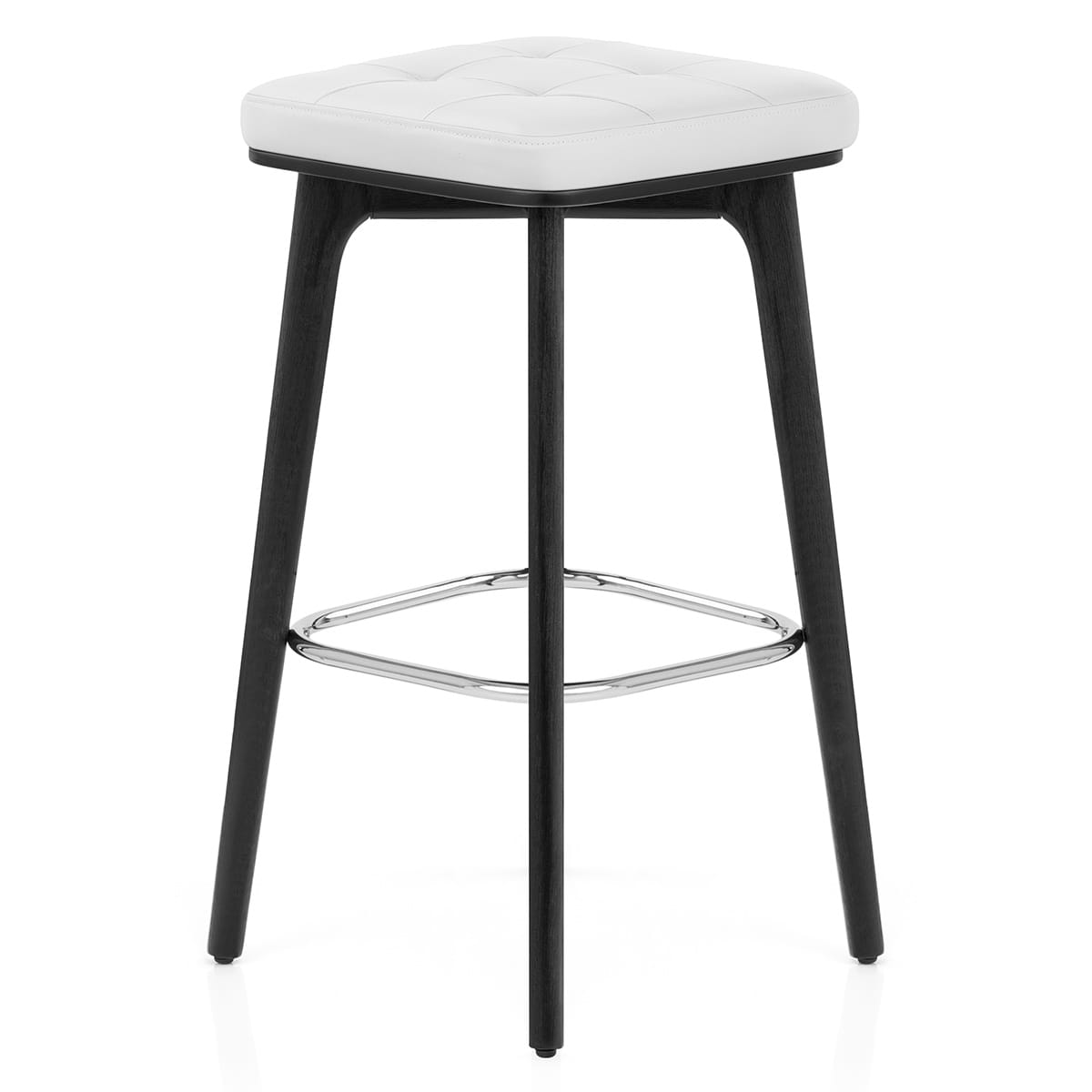 Malmo Black & Chrome Stool White