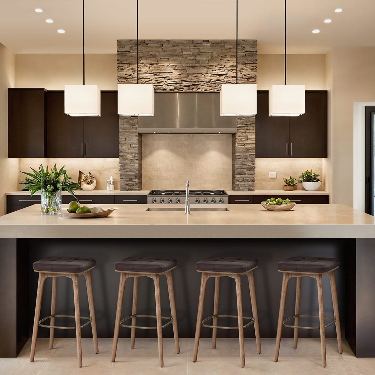 Malmo Oak & Copper Stool Brown