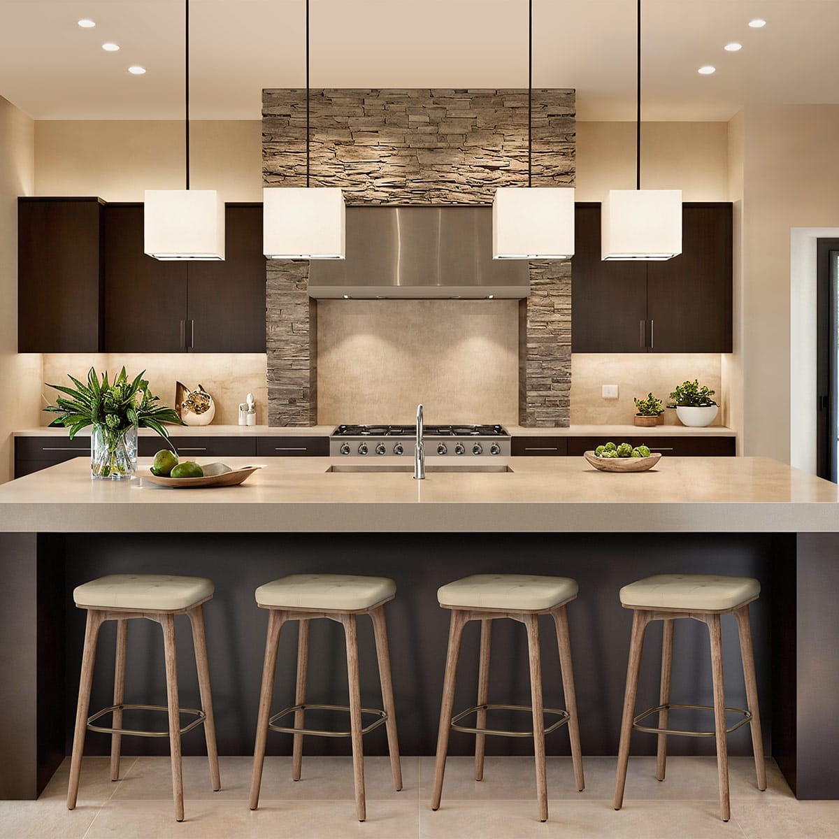 Malmo Oak & Copper Stool Cream