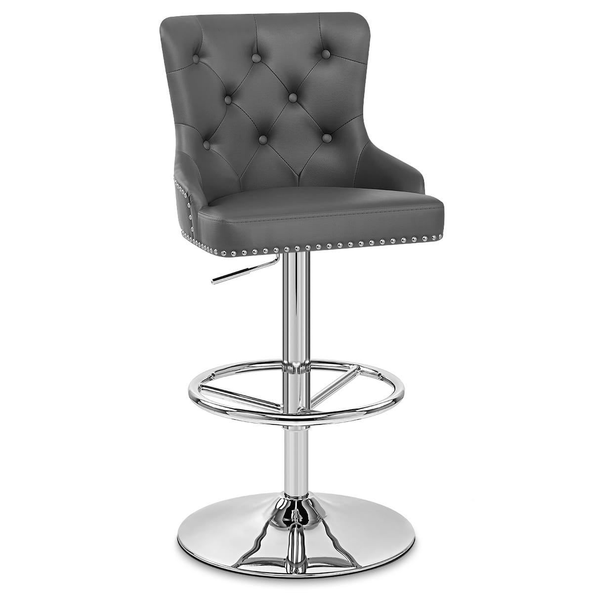 Manor Bar Stool Grey Leather