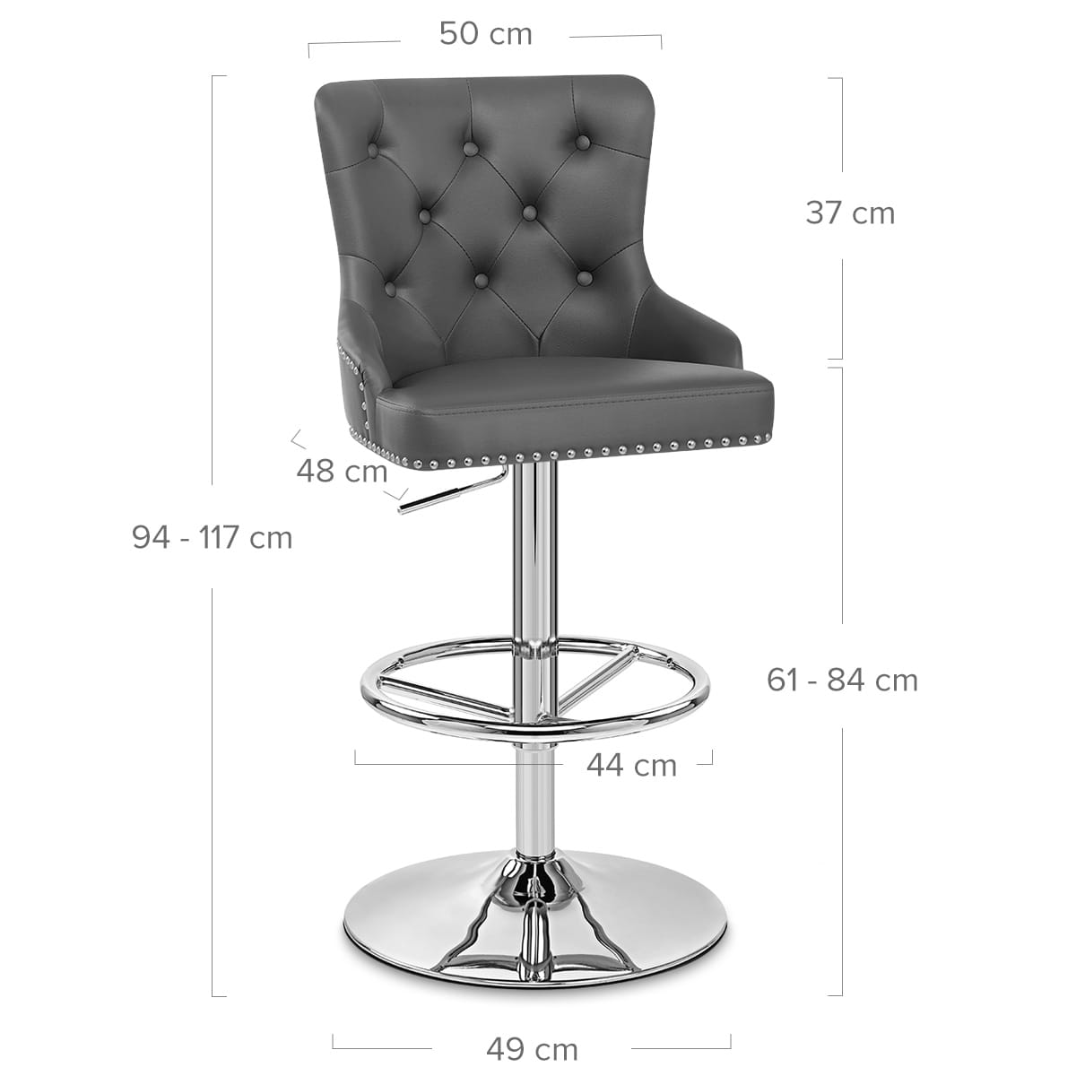 Manor Bar Stool Grey Leather