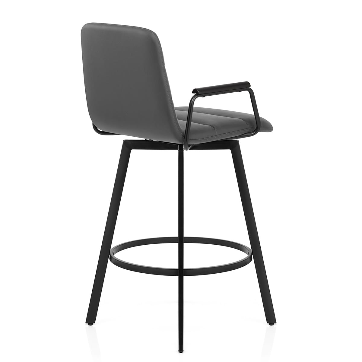 Marco Stool Black Arms & Grey Leather