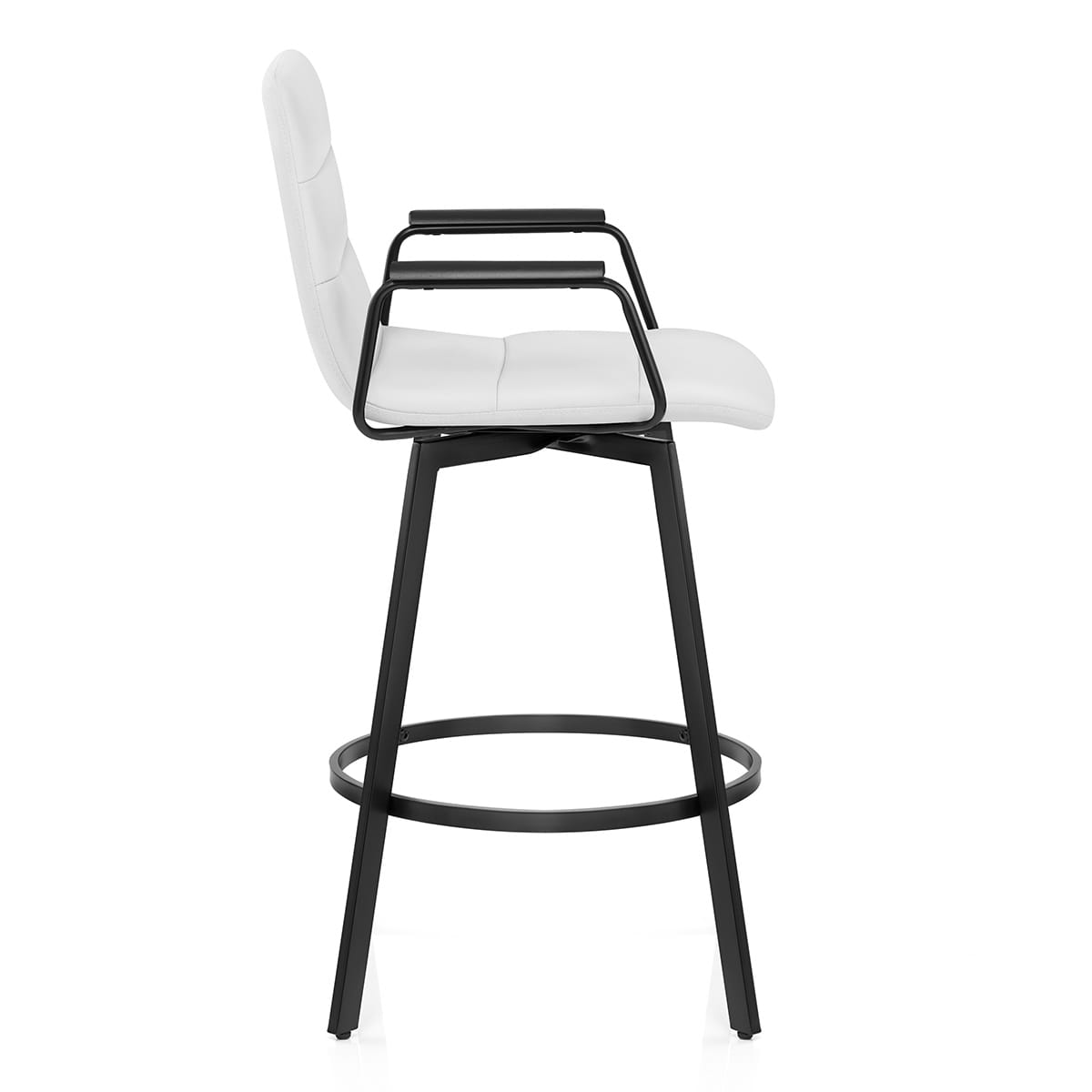 Marco Stool Black Arms & White Leather