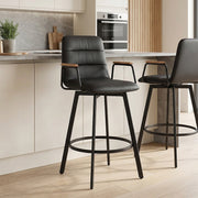 Marco Stool Oak Arms & Black Leather