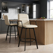Marco Stool Oak Arms & Cream Leather