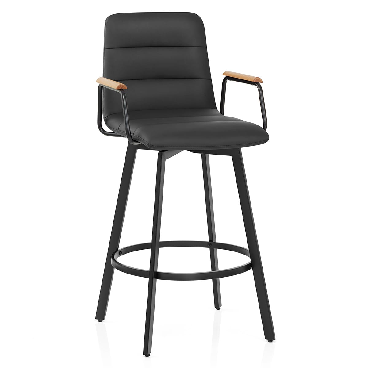Marc Stool Marco Stool Oak Arms & Black Leather – Atlantic Shopping