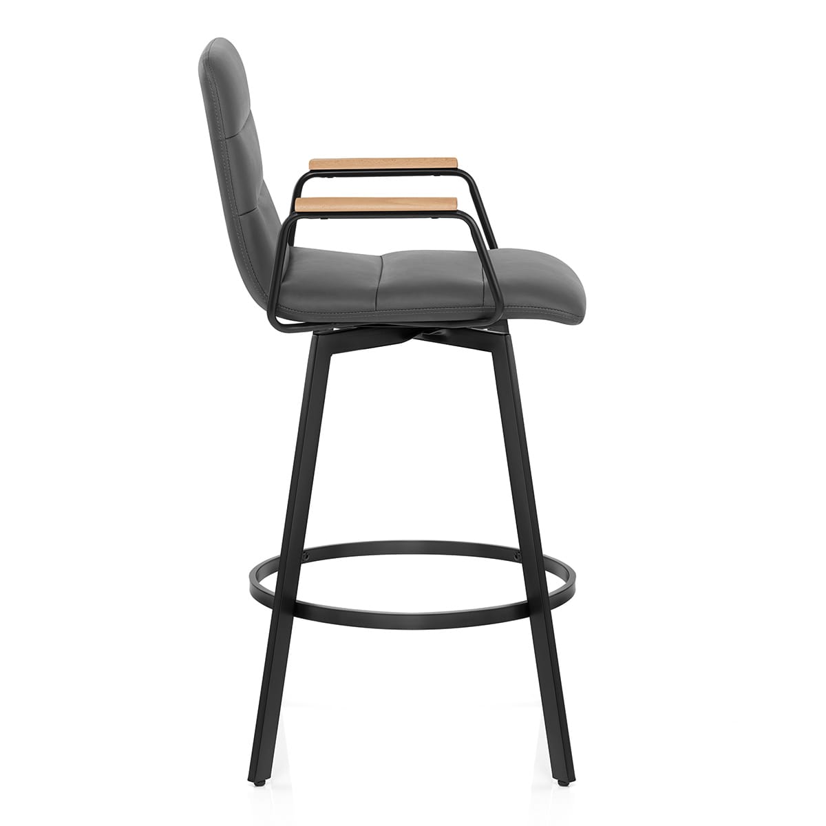 Marco Stool Oak Arms & Grey Leather