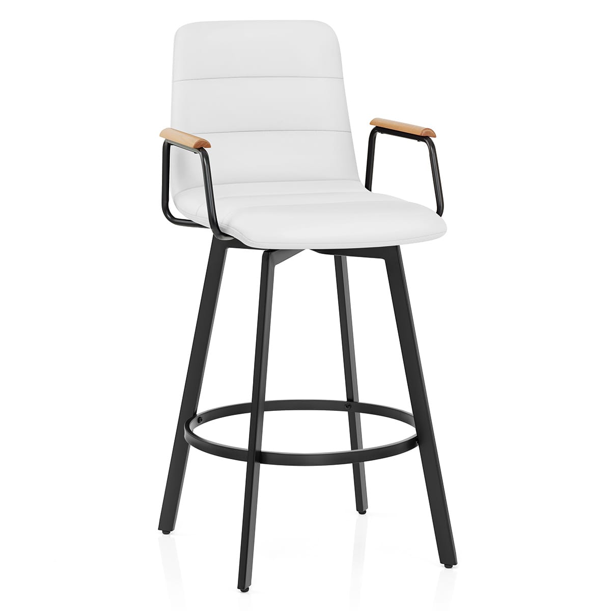 Marco Stool Oak Arms & White Leather