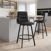 Marco Stool Walnut Arms & Black Leather