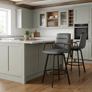 Marco Stool Walnut Arms & Grey Leather