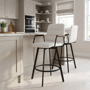 Marco Stool Walnut Arms & White Leather