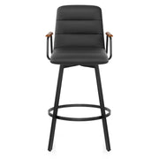 Marco Stool Walnut Arms & Black Leather