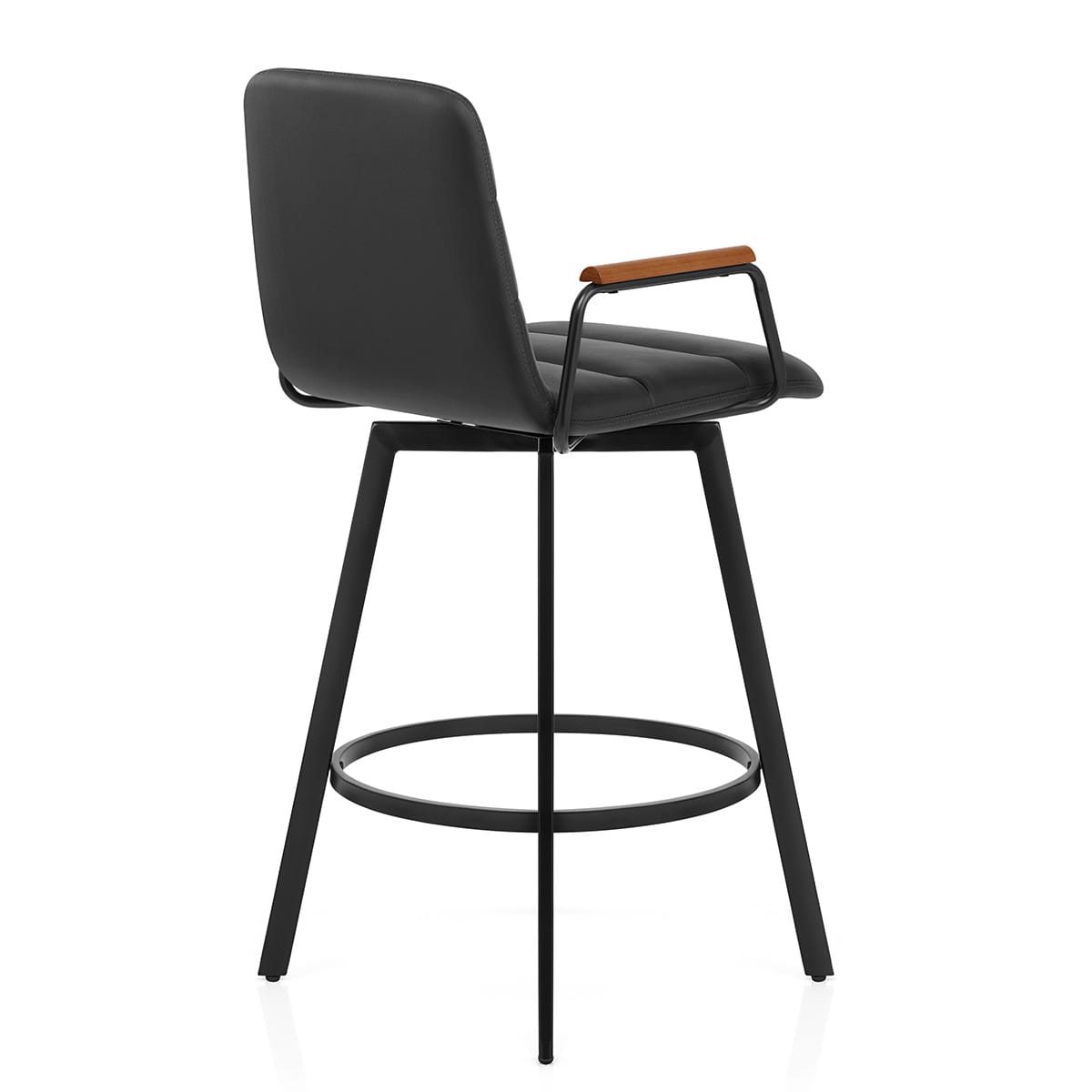 Marco Stool Walnut Arms & Black Leather