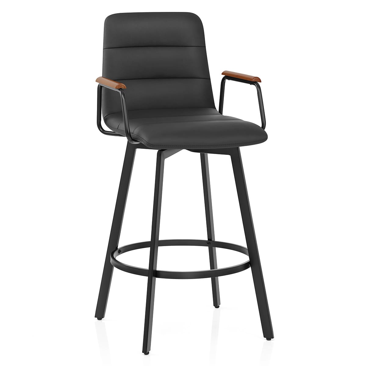 Marco Stool Walnut Arms & Black Leather