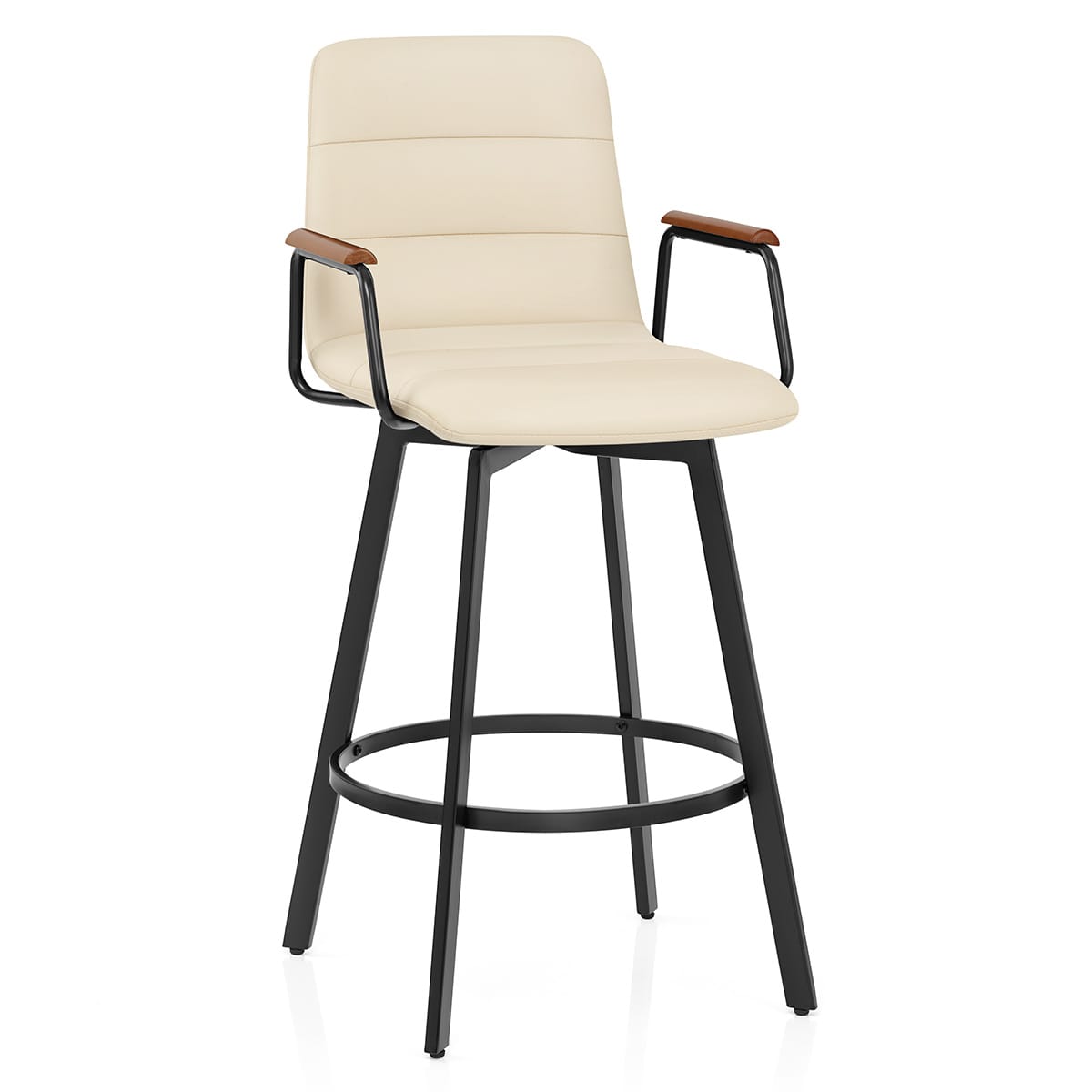 Marco Stool Walnut Arms & Cream Leather