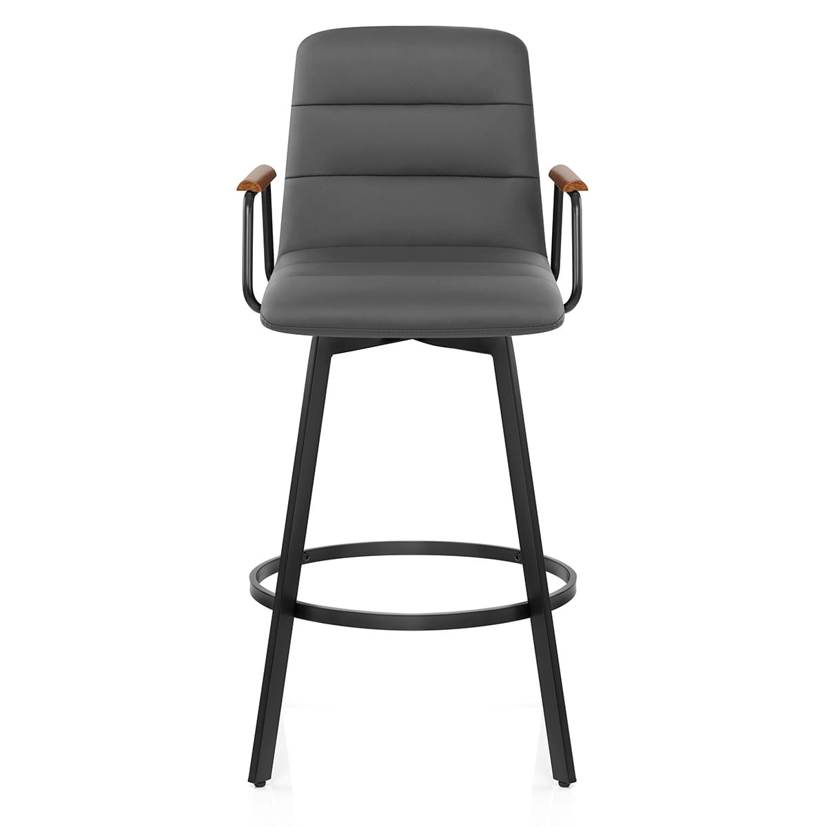 Marco Stool Walnut Arms & Grey Leather