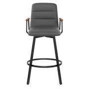 Marco Stool Walnut Arms & Grey Leather