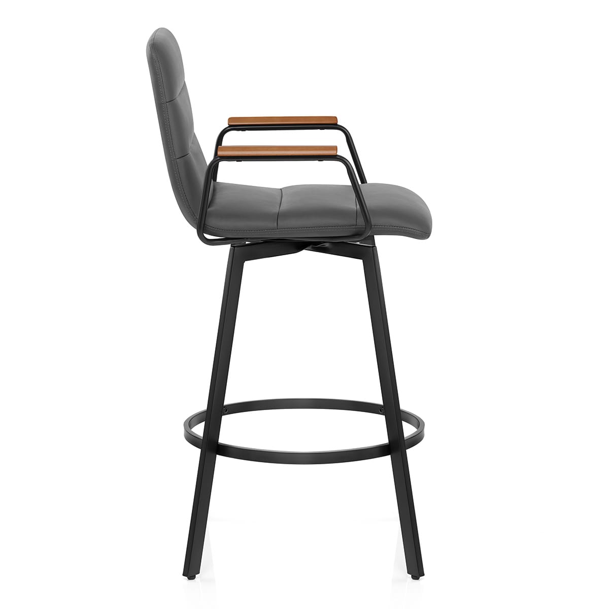 Marco Stool Walnut Arms & Grey Leather