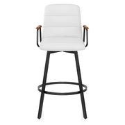 Marco Stool Walnut Arms & White Leather