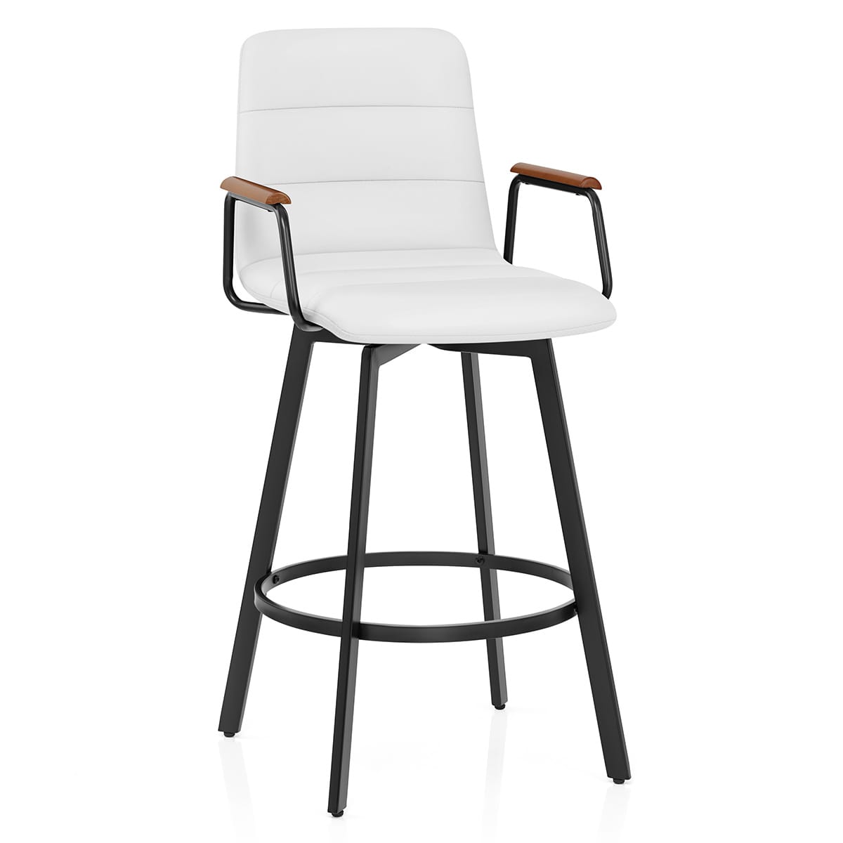 Marco Stool Walnut Arms & White Leather
