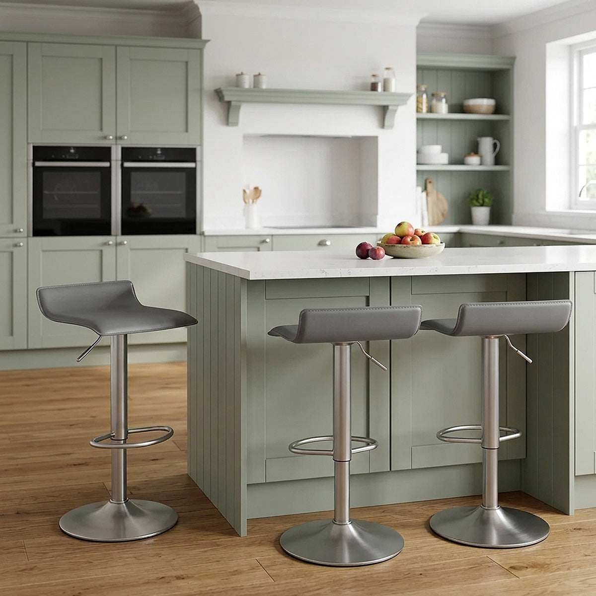 Mars Brushed Steel Bar Stool Grey