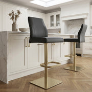 Martello Real Leather Gold Stool Black