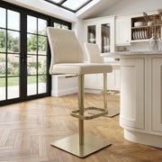 Martello Real Leather Gold Stool Cream
