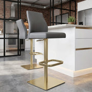Martello Real Leather Gold Stool Grey