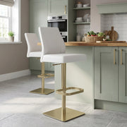 Martello Real Leather Gold Stool White