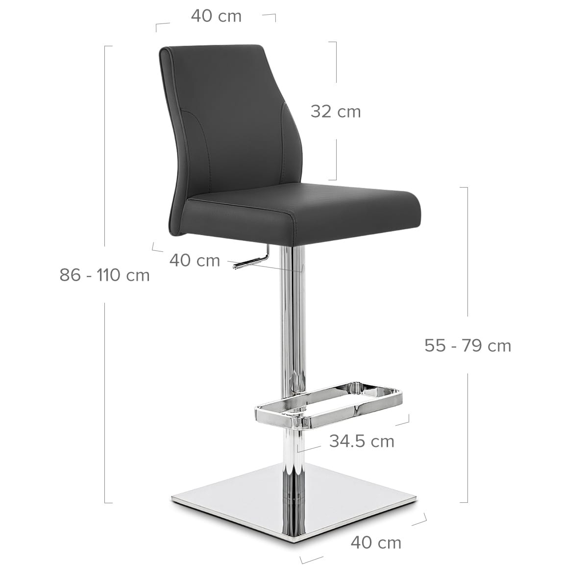 Martello Real Leather Stool Black