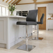 Martello Real Leather Chrome Stool Black