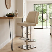 Martello Real Leather Chrome Stool Cream