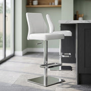Martello Real Leather Chrome Stool White