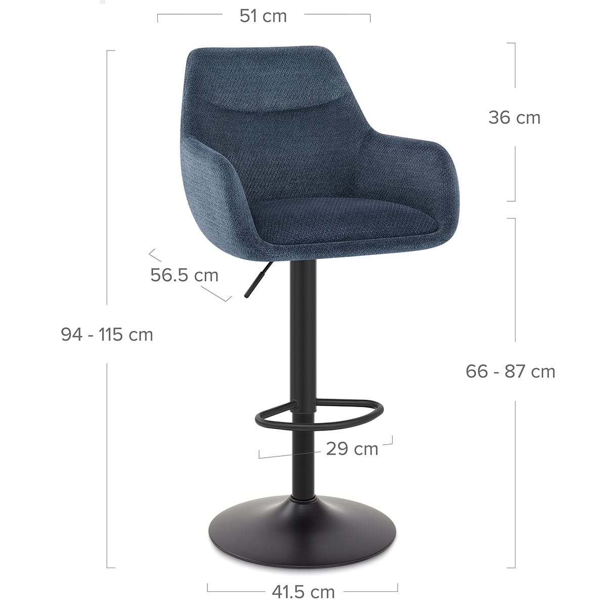 Matteo Bar Stool Blue Fabric