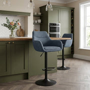 Matteo Bar Stool Blue Fabric