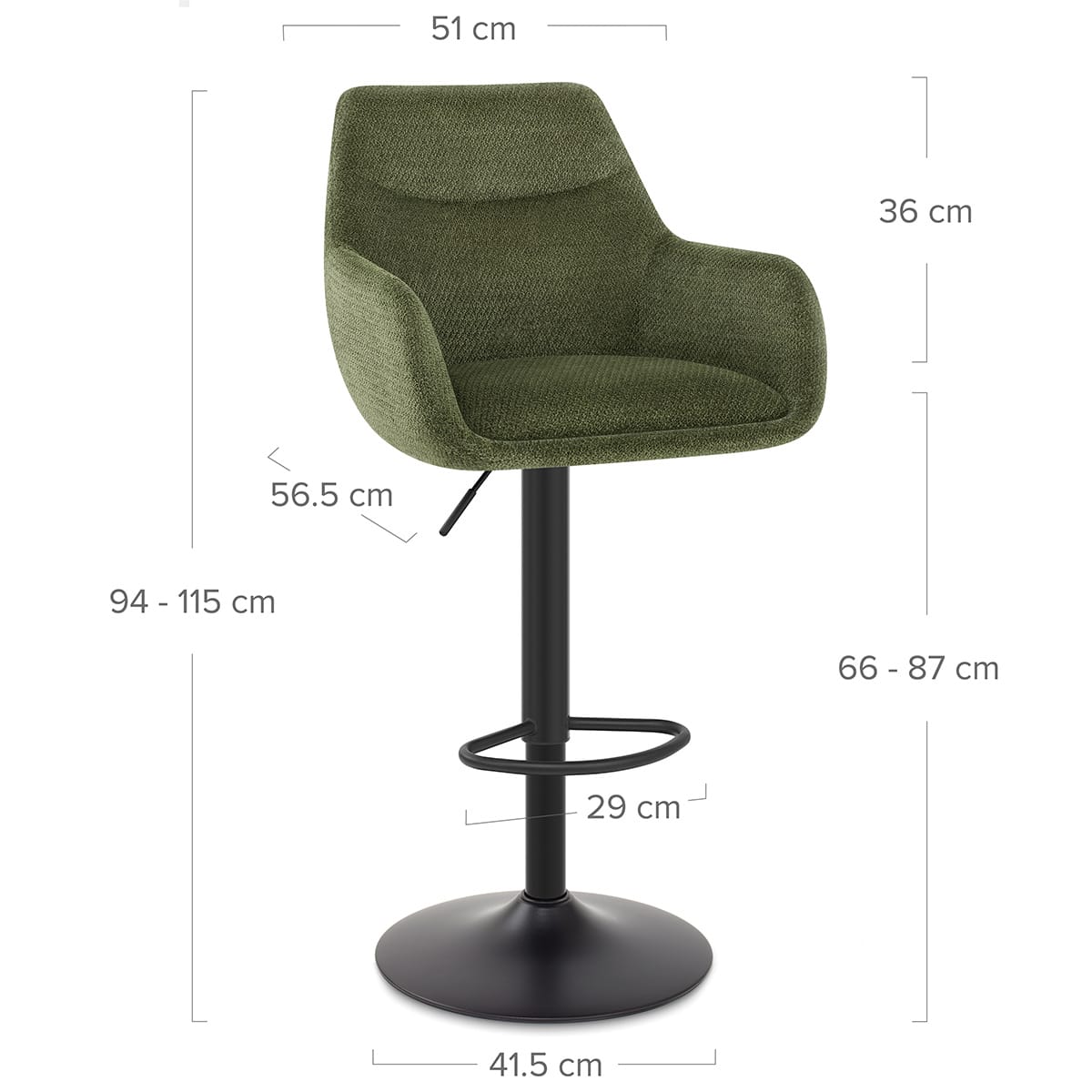 Matteo Bar Stool Green Fabric