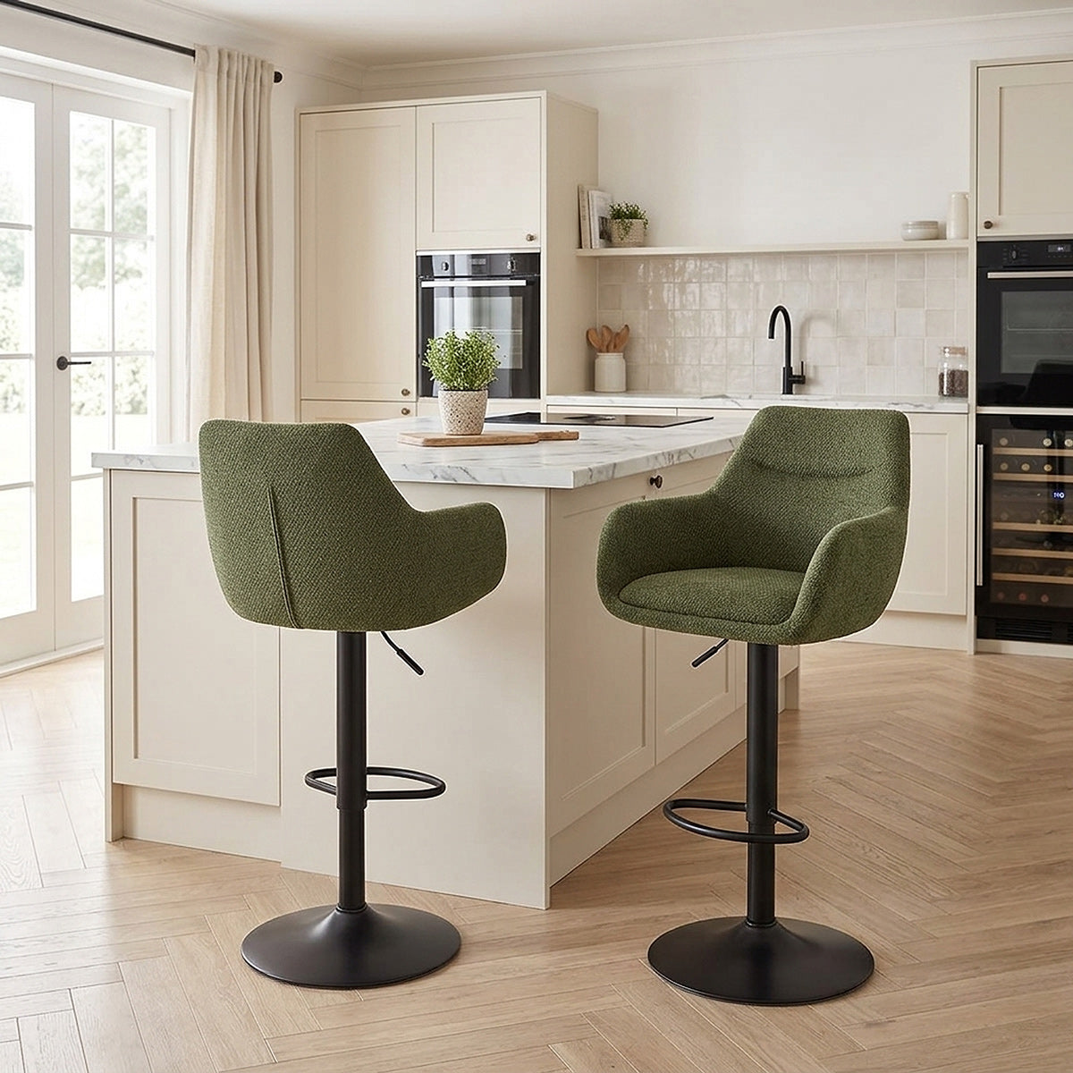 Matteo Bar Stool Green Fabric